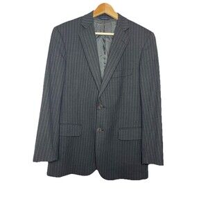 Brooks Brothers Men's 38S Black Pin Stripe Wool Blazer Jacket Double Button